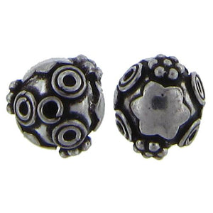 Sterling Silver Oxidized, 11.3mm Width by 11.1mm Length by 10.3mm Height, Fancy Round Bali Bead. Quantity per pack: 3 Pieces.