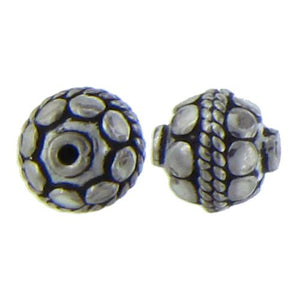 Sterling Silver Oxidized, 9.0mm Width by 9.0mm Length by 9.0mm Height, Fancy Round Bali Bead. Quantity per pack: 4 Pieces.