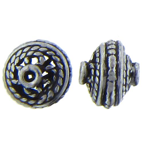 Sterling Silver Oxidized, 11.5mm Width by 11.5mm Length by 9.6mm Height, Fancy Saucer Bali Bead. Quantity per pack: 4 Pieces.