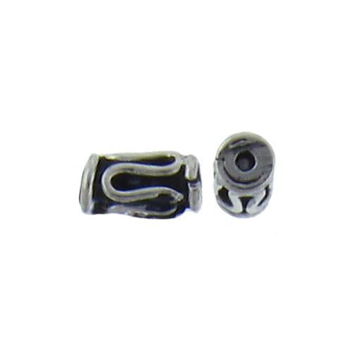 Sterling Silver Oxidized, 4.0mm Width by 4.0mm Length by 7.6mm Height, Fancy Cylinder Bali Bead. Quantity per pack: 14 Pieces.