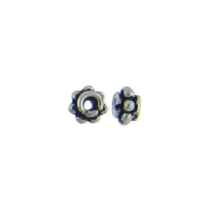 Sterling Silver Oxidized, 3.4mm Width by 3.4mm Length by 2.4mm Height, Fancy Bali Bead. Quantity per pack: 76 Pieces.