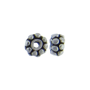 Sterling Silver Oxidized, 5.5mm Width by 5.6mm Length by 2.9mm Height, Flower Bali Bead. Quantity per pack: 20 Pieces.