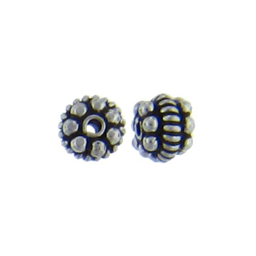 Sterling Silver Oxidized, 5.9mm Width by 5.8mm Length by 4.3mm Height, Fancy Bali Bead. Quantity per pack: 16 Pieces.