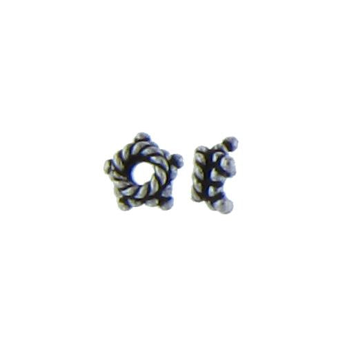 Sterling Silver Oxidized, 5.8mm Width by 5.9mm Length by 3.1mm Height, Star Bali Bead. Quantity per pack: 46 Pieces.