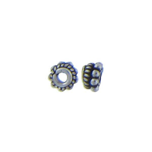 Sterling Silver Oxidized, 4.2mm Width by 4.3mm Length by 2.9mm Height, Flower Bali Bead. Quantity per pack: 48 Pieces.