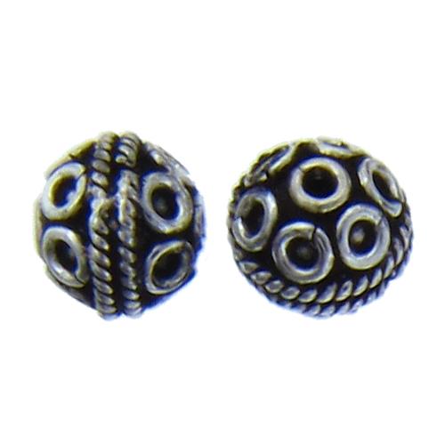 Sterling Silver Oxidized, 9.2mm Width by 9.3mm Length by 8.2mm Height, Round Bali Bead. Quantity per pack: 7 Pieces.