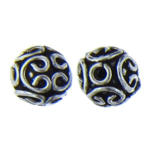 Sterling Silver Oxidized, 8.4mm Width by 8.5mm Length by 7.9mm Height, Round Bali Bead. Quantity per pack: 8 Pieces.