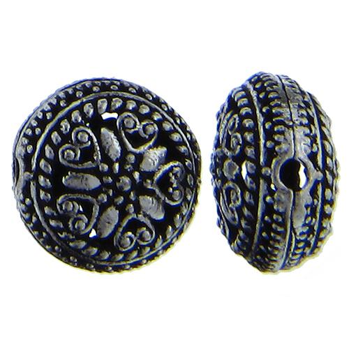 Sterling Silver Oxidized, 17.4mm Width by 11.7mm Length by 17.4mm Height, Round Bali Bead. Quantity per pack: 3 Pieces.