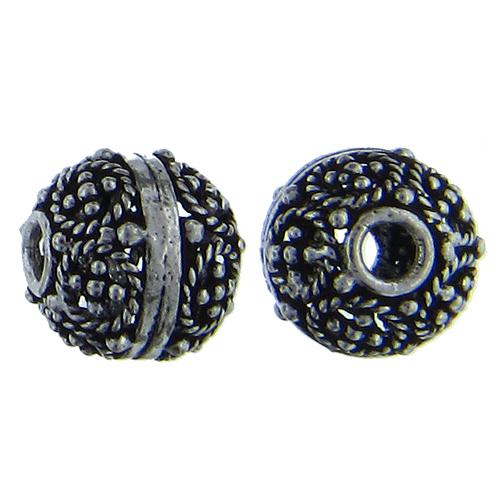 Sterling Silver Oxidized, 13.6mm Width by 13.8mm Length by 13.4mm Height, Round Bali Bead. Quantity per pack: 3 Pieces.