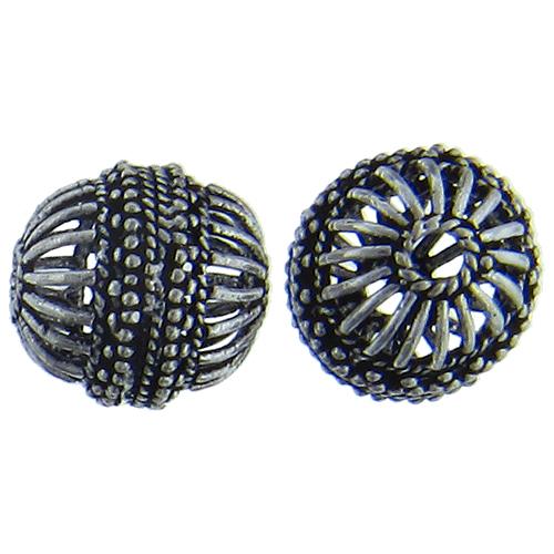 Sterling Silver Oxidized, 13.6mm Width by 13.4mm Length by 13.4mm Height, Round Bali Bead. Quantity per pack: 5 Pieces.