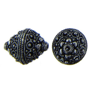 Sterling Silver Oxidized, 15.7mm Width by 15.7mm Length by 19.4mm Height, Saucer Bali Bead. Quantity per pack: 2 Pieces.