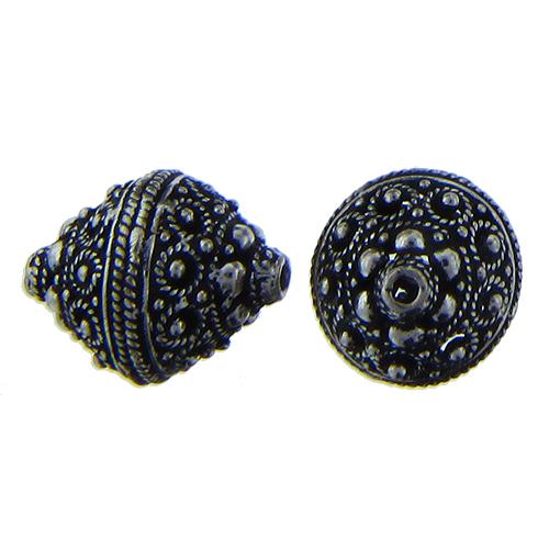 Sterling Silver Oxidized, 15.7mm Width by 15.7mm Length by 19.4mm Height, Saucer Bali Bead. Quantity per pack: 2 Pieces.