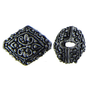 Sterling Silver Oxidized, 15.7mm Width by 12.7mm Length by 19.0mm Height, Diamond Bali Bead. Quantity per pack: 3 Pieces.