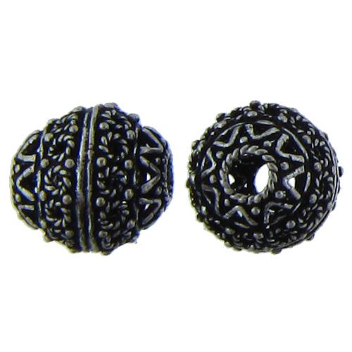 Sterling Silver Oxidized, 12.7mm Width by 12.4mm Length by 12.9mm Height, Round Bali Bead. Quantity per pack: 4 Pieces.