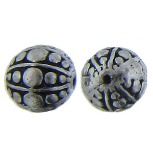 Sterling Silver Oxidized, 9.7mm Width by 9.6mm Length by 9.6mm Height, Round Bali Bead. Quantity per pack: 2 Pieces.