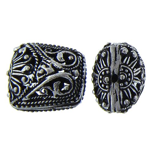 Sterling Silver Oxidized, 19.2mm Width by 15.0mm Length by 21.9mm Height, Rectangle Bali Bead. Quantity per pack: 1 Piece.