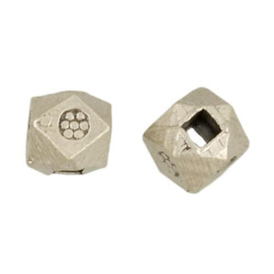 Fine Silver, Hill Tribe Bead, 4.8mm Width by 4.8mm Length by 4.9mm Height, Stamped Diamond Bead. Quantity per pack: 16 Pieces.