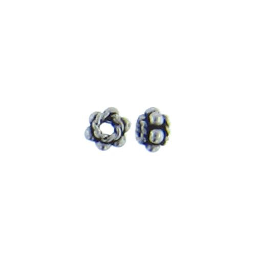 Sterling Silver Oxidized, 4.0mm Width by 4.0mm Length by 2.9mm Height, Fancy Bali Bead. Quantity per pack: 52 Pieces.