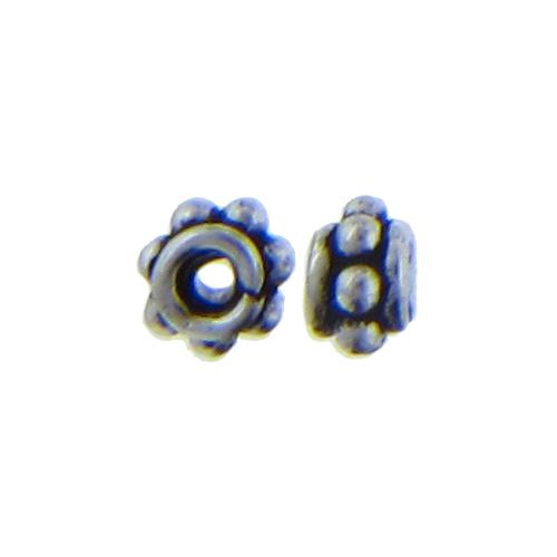 Sterling Silver Oxidized, 6.0mm Width by 6.0mm Length by 3.8mm Height, Fancy Bali Bead. Quantity per pack: 23 Pieces.