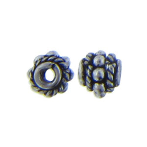 Sterling Silver Oxidized, 6.5mm Width by 6.5mm Length by 5.9mm Height, Fancy Bali Bead. Quantity per pack: 14 Pieces.