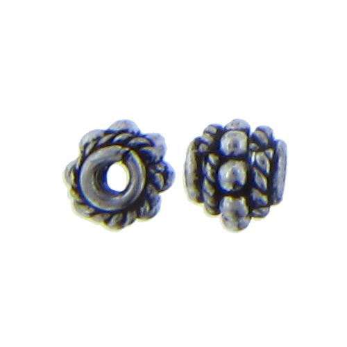 Sterling Silver Oxidized, 6.5mm Width by 6.5mm Length by 5.9mm Height, Fancy Bali Bead. Quantity per pack: 14 Pieces.