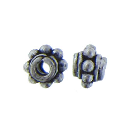 Sterling Silver Oxidized, 6.8mm Width by 6.8mm Length by 5.3mm Height, Fancy Bali Bead. Quantity per pack: 15 Pieces.