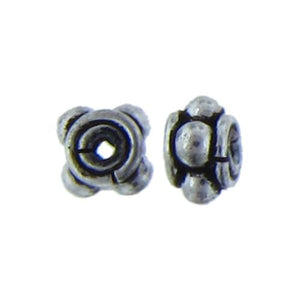 Sterling Silver Oxidized, 6.6mm Width by 6.6mm Length by 4.8mm Height, Fancy Bali Bead. Quantity per pack: 10 Pieces.