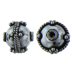 Sterling Silver Oxidized, 12.7mm Width by 12.6mm Length by 11.6mm Height, Round Bali Bead. Quantity per pack: 5 Pieces.