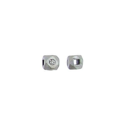 Fine Silver, Hill Tribe Bead, 4.1mm Width by 4.1mm Length by 4.1mm Height, Stamped Diamond Bead. Quantity per pack: 24 Pieces.