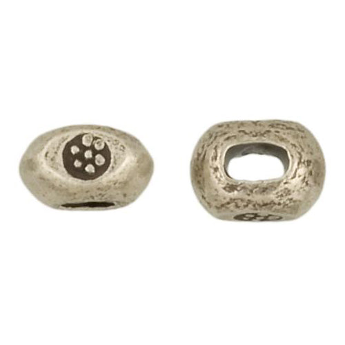 Fine Silver, Hill Tribe Bead, 7.3mm Width by 7.3mm Length by 5.3mm Height, Stamped Roundel Bead. Quantity per pack: 16 Pieces.