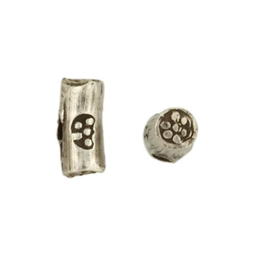 Fine Silver, Hill Tribe Bead, 7.0mm Width by 3.4mm Length by 3.4mm Height, Stamped Cylinder Bead. Quantity per pack: 24 Pieces.