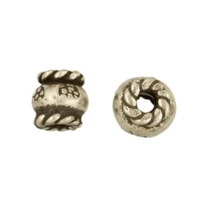 Fine Silver, Hill Tribe Bead, 5.1mm Width by 5.1mm Length by 5.3mm Height, Stamped Roundel Bead. Quantity per pack: 16 Pieces.