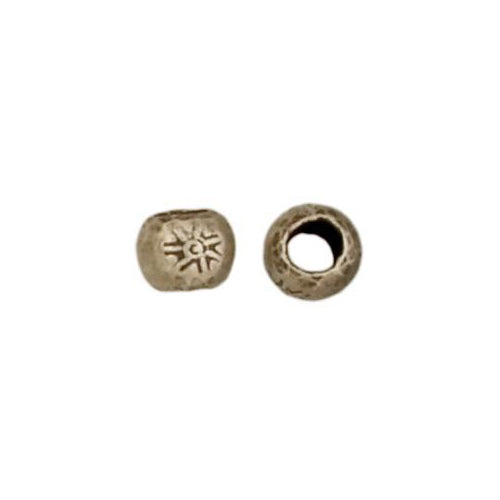 Fine Silver, Hill Tribe Bead, 8.1mm Width by 8.1mm Length by 6.0mm Height, Stamped Roundel Bead. Quantity per pack: 11 Pieces.