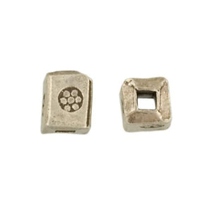 Fine Silver, Hill Tribe Bead, 4.3mm Width by 4.3mm Length by 5.1mm Height, Stamped Square Bead. Quantity per pack: 16 Pieces.