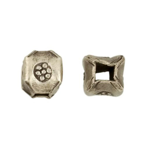 Fine Silver, Hill Tribe Bead, 4.7mm Width by 4.7mm Length by 5.2mm Height, Stamped Square Tube Bead. Quantity per pack: 30 Pieces.