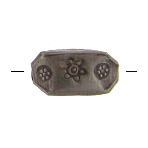 Fine Silver, Hill Tribe Bead, 7.2mm Width by 7.2mm Length by 14.0mm Height, Stamped Rectangular Bead. Quantity per pack: 8 Pieces.