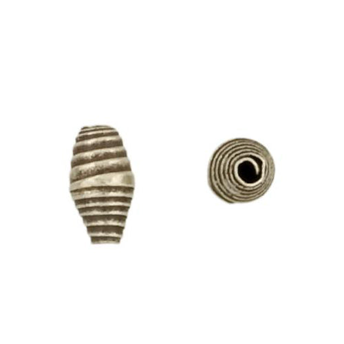 Fine Silver, Hill Tribe Bead, 3.3mm Width by 3.3mm Length by 5.9mm Height, Corrugated Oval Bead. Quantity per pack: 47 Pieces.