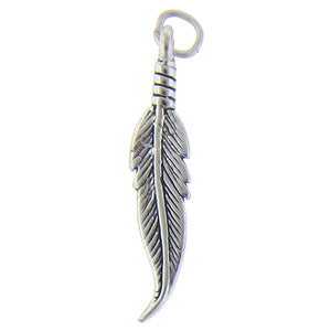 Sterling Silver, 4.5mm Width by 6.8mm Length by 33.2mm Height, Feather Charm. Quantity Per Pack: 1 Piece.