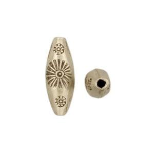 Fine Silver, Hill Tribe Bead, 8.8mm Width by 7.1mm Length by 24.4mm Height, Stamped Oval Bead. Quantity per pack: 21 Pieces.