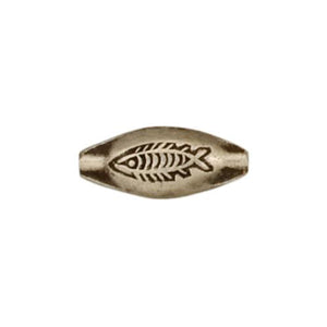 Fine Silver, Hill Tribe Bead, 9.5mm Width by 6.1mm Length by 21.3mm Height, Stamped Oval Bead. Quantity per pack: 5 Pieces.