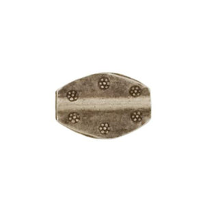 Fine Silver, Hill Tribe Bead, 13.7mm Width by 3.9mm Length by 19.8mm Height, Flat Oval Bead. Quantity per pack: 3 Pieces.