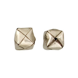 Fine Silver, Hill Tribe Bead, 12.8mm Width by 12.3mm Length by 13.1mm Height, Square Origami Bead. Quantity per pack: 4 Pieces.