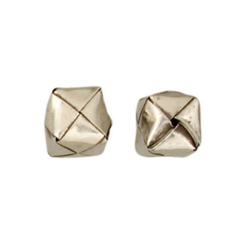 Fine Silver, Hill Tribe Bead, 12.8mm Width by 12.3mm Length by 13.1mm Height, Square Origami Bead. Quantity per pack: 4 Pieces.