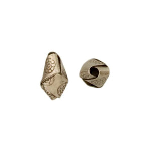 Fine Silver, Hill Tribe Bead, 8.0mm Width by 7.6mm Length by 12.6mm Height, Stamped Diamond Origami Bead. Quantity per pack: 10 Pieces.