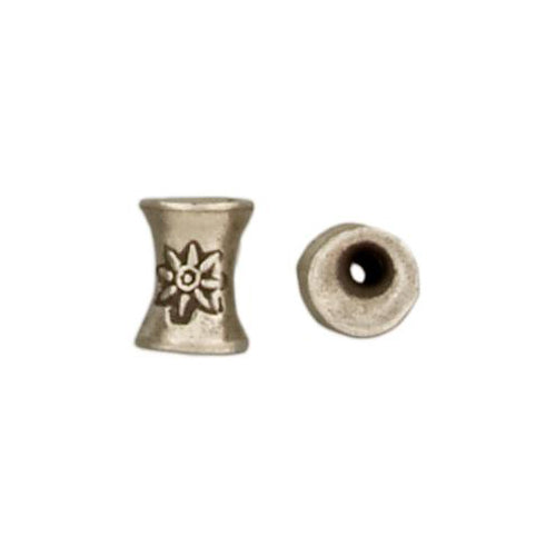 Fine Silver, Hill Tribe Bead, 8.5mm Width by 8.5mm Length by 10.7mm Height, Stamped Hourglass Bead. Quantity per pack: 5 Pieces.