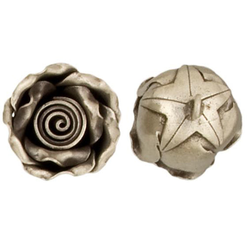 Fine Silver, Hill Tribe, 22.3mm Width by 22.4mm Length by 23.8mm Height, Rose Charm. Quantity Per Pack: 1 Piece.