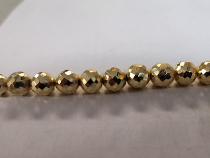 Gold Pyrite Faceted Round Shape Beads, Round Shape Beads, Gold Pyrite Faceted
