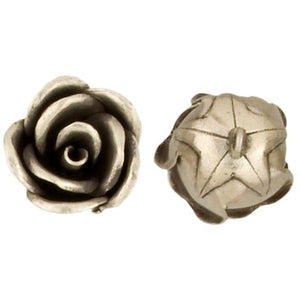 Fine Silver, Hill Tribe, 21.9mm Width by 20.8mm Length by 20.7mm Height, Rose Charm. Quantity Per Pack: 1 Piece.