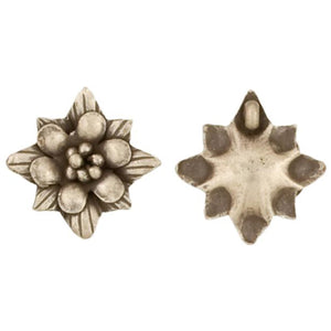 Fine Silver, Hill Tribe, 24.0mm Width by 6.0mm Length by 23.8mm Height, Flower Pendant. Quantity Per Pack: 2 Pieces.