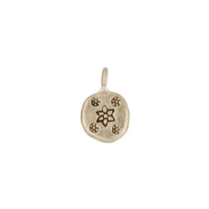 Fine Silver, Hill Tribe, 10.5mm Width by 2.7mm Length by 16.0mm Height, Round Stamped Charm. Quantity Per Pack: 5 Pieces.